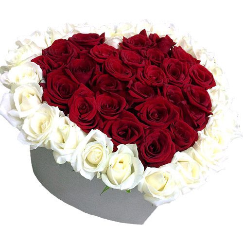 Фото товара 51 роза сердце в специальной коробке в Черкассах