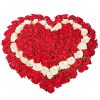 Фото товара 101 роза сердцем - красная, белая, красная в Черкассах