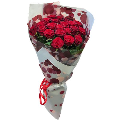 Фото товара 21 красная роза в упаковке в Черкассах