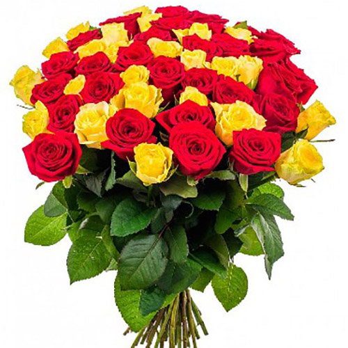 Фото товара 51 роза красная и желтая в Черкассах
