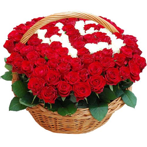 Фото товара 101 роза в корзине с числами в Черкассах