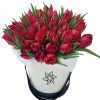 Фото товара 45 тюльпанов ассорти в корзине с декором в Черкассах