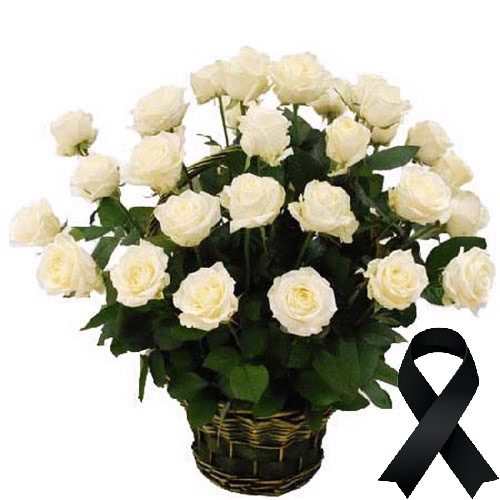 Фото товара 36 белых роз в корзине в Черкассах