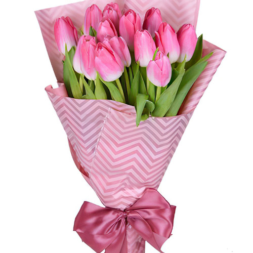 Фото товара 15 рожевих тюльпанів в Черкассах