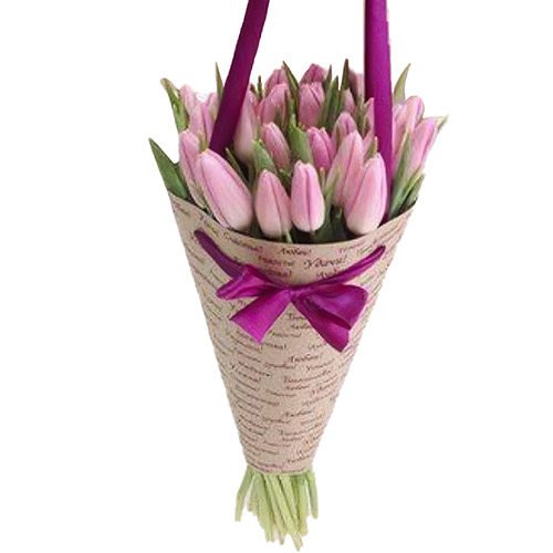 Фото товара 25 ніжно-рожевих тюльпанів в Черкассах