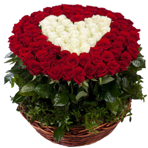 Фото товара 101 троянда "Серце" в кошику в Черкассах