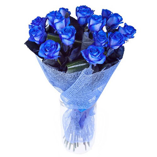 Фото товара 17 блакитних троянд (фарбованих) в Черкассах