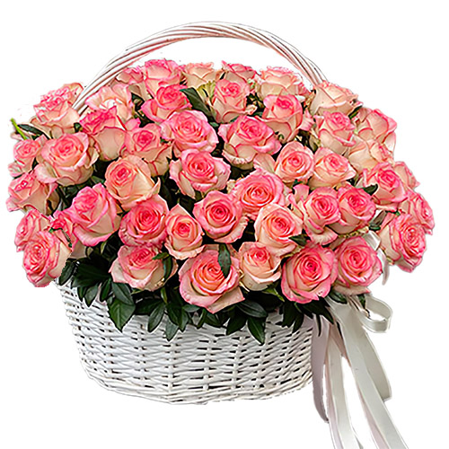 Фото товара 51 троянда "Джумілія" в кошику в Черкассах