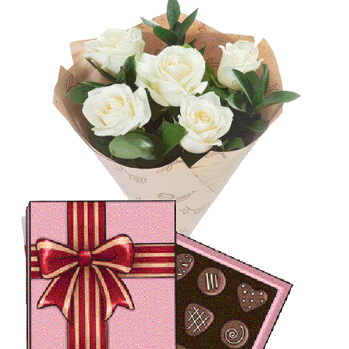 Фото товара 5 білих троянд із цукерками в Черкассах