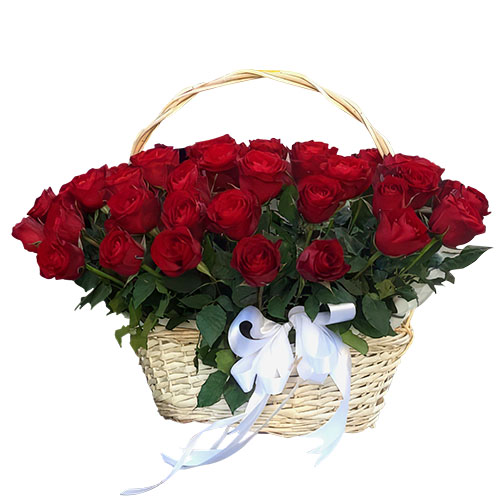 Фото товара 51 красная роза в корзине в Черкассах